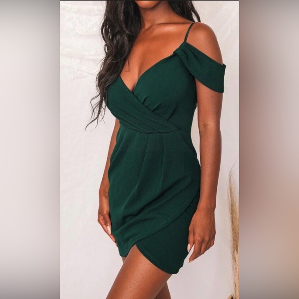 Lulu's Deep Green Wrap Dress